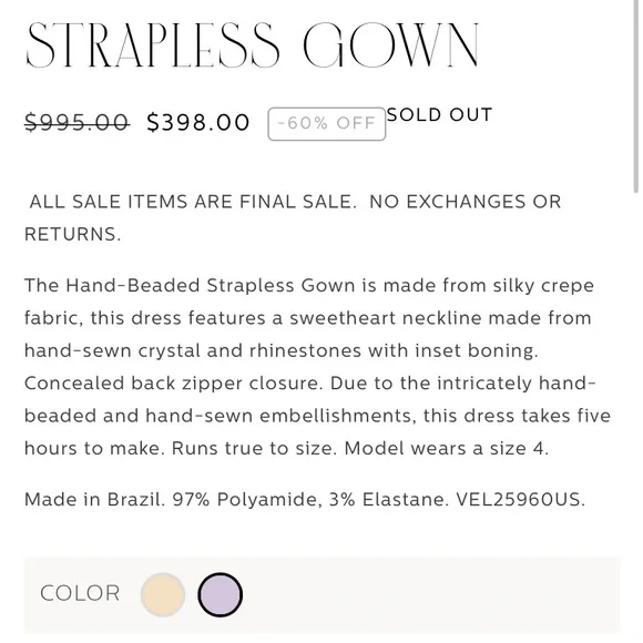 PatBO Strapless Purple Evening Gown with Beaded Sweetheart Neckline - Picture 7 of 13